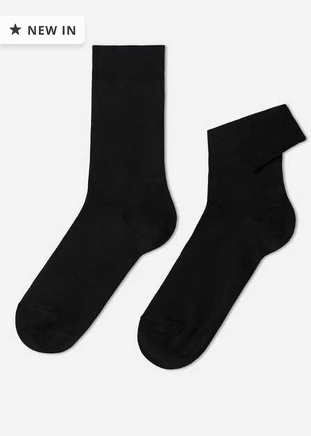 Calzedonia - BLACK Men�s CrewStretch Cotton Socks